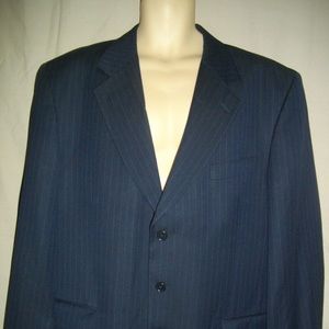 Navy Blue Principe Men's 46 Pin Stripe Wool Jacket